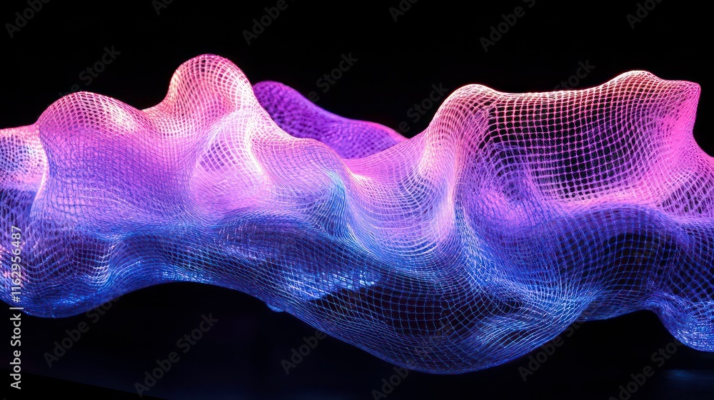 Poster a glowing mesh design representing scaffolding in an abstract form