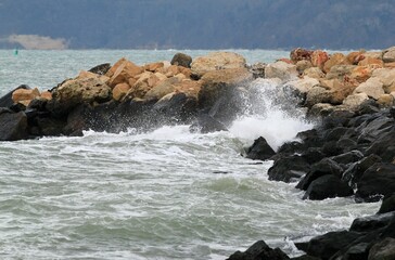 Storm on the Black Sea in winter in Varna (Bulgaria)
