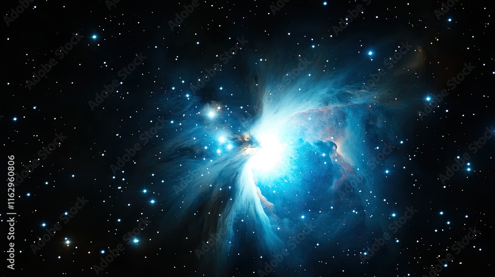 Poster exploring the mysteries of orion nebula in the depths of space