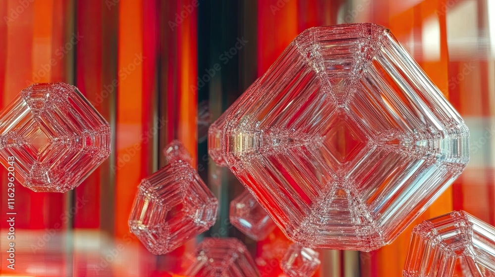 Poster neon crystals flourish in geometric patterns across a vibrant surface at a futuristic location