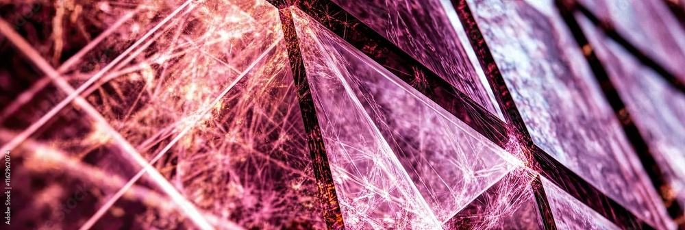 Poster neon crystals flourish in intricate geometric patterns on a vibrant surface