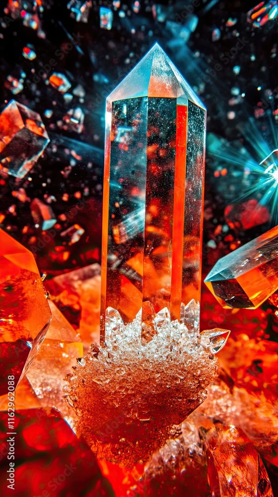 Aufkleber majestic neon crystals grow from a vibrant surface creating stunning geometric patterns