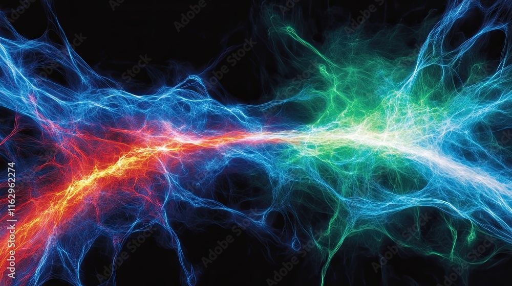Poster cosmic energies intertwine as universes collide in a vibrant display of colors