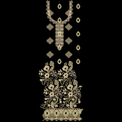 A over asian embroidery neckline and border lace design with floral motifs leafs leaves trendy mughal ornaments.