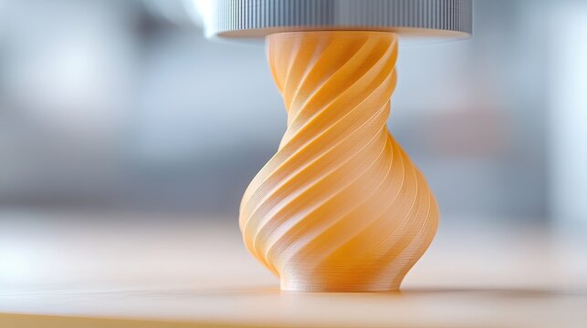 Intricate Spiral Sculpture Made With Precise 3D Printing in a Bright Workshop