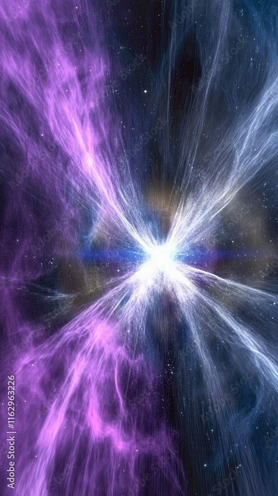 Poster radiating energy from pulsars and neutron stars in a vibrant cosmic display