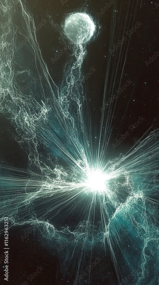 Poster exploring the captivating dance of pulsars and neutron stars in cosmic space