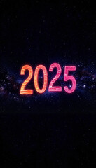 2025 digital artwork against a starry night sky