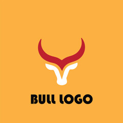 Bull head logo. Abstract stylized cow or bull head with horns icon.