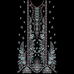 All over asian indian mughal artwork embroidery design flowers motifs leafs leaves ornaments for...