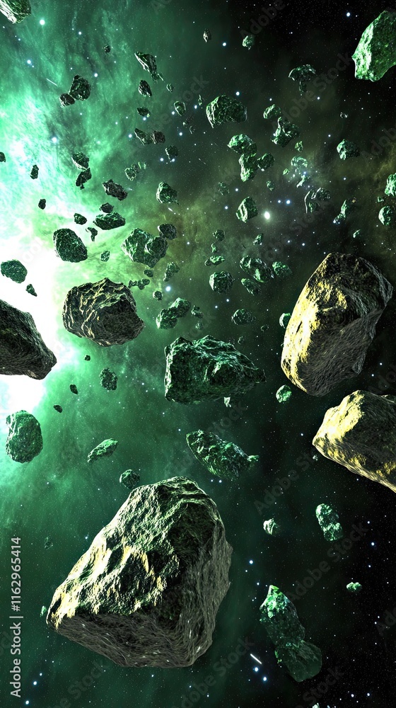 Poster massive asteroid collision creates a spectacular cosmic display in the depths of space