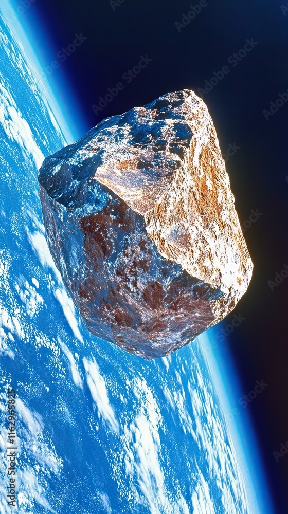 Poster largest meteorite in space above earth captivating the cosmos with its impressive size