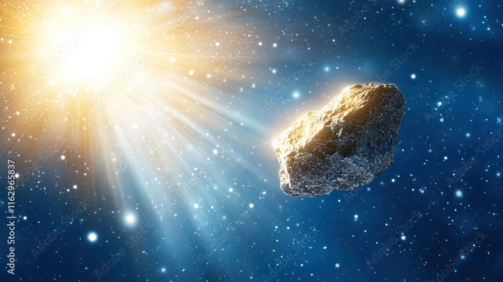 Poster explore the vastness of space with the largest meteorite that fell on earth shining brightly