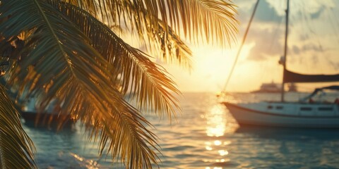 Tropical Ocean Scene at Sunset