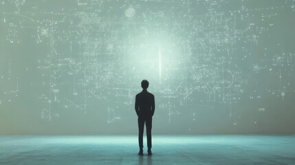 Fototapeta premium A person contemplating future technology visions.