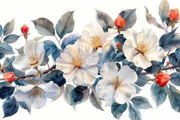 bouquet of white and pink flowers on a white background.  