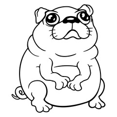 Naklejka premium Pug Dog Sits Small Begging Fat Looks Sad Hungry Design Lover Art Vector Illustration Card T-Shirt Poster Sticker Graphic Print Decorative Drawing Isolated Logo Decoration Symbol Creative Cool Style 