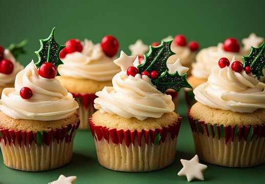 Delicious Christmas Holly Cupcakes: Festive Holiday Treats