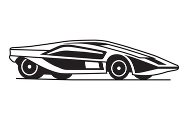Abstract Classic vintage sports car silhouette vector 
illustration in black and white drawing style on a 
white background,coloring book.