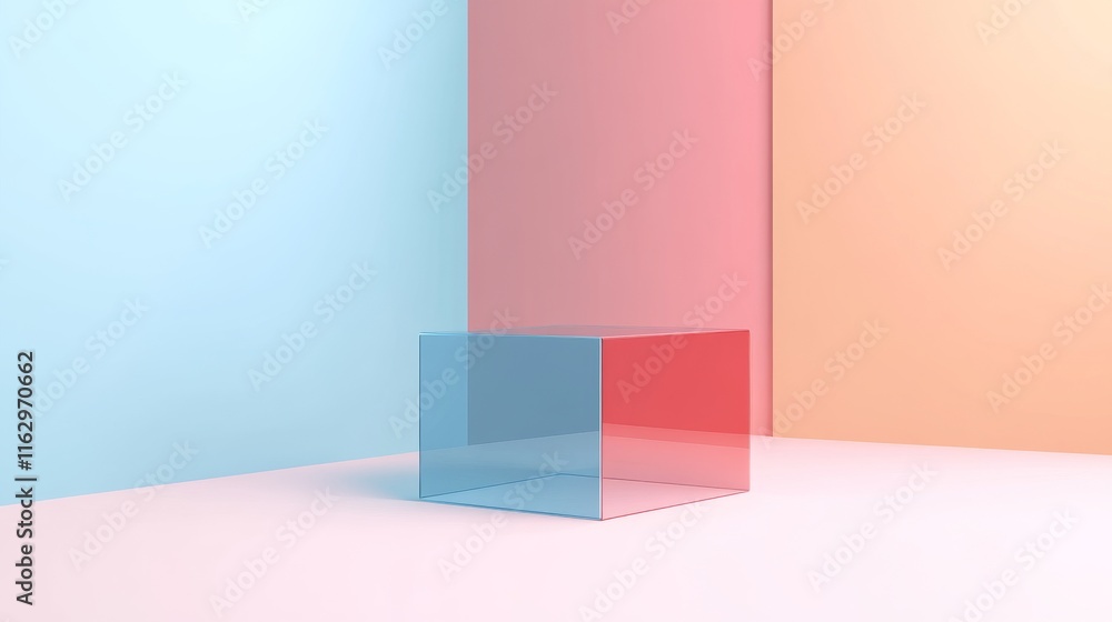 Aufkleber abstract colorful cubes in minimalistic space.