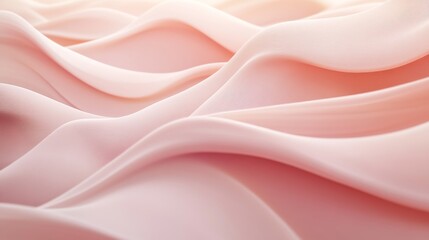 Fototapeta premium Delicate waves of soft pink fabric flow elegantly, creating a soothing ambiance in a minimalist space. The gentle curves enhance a tranquil environment