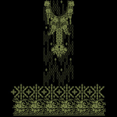 All over asian indian mughal artwork embroidery design flowers motifs leafs leaves ornaments for...