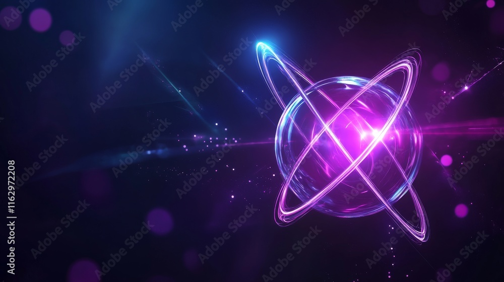 Poster abstract representation of atomic particles.