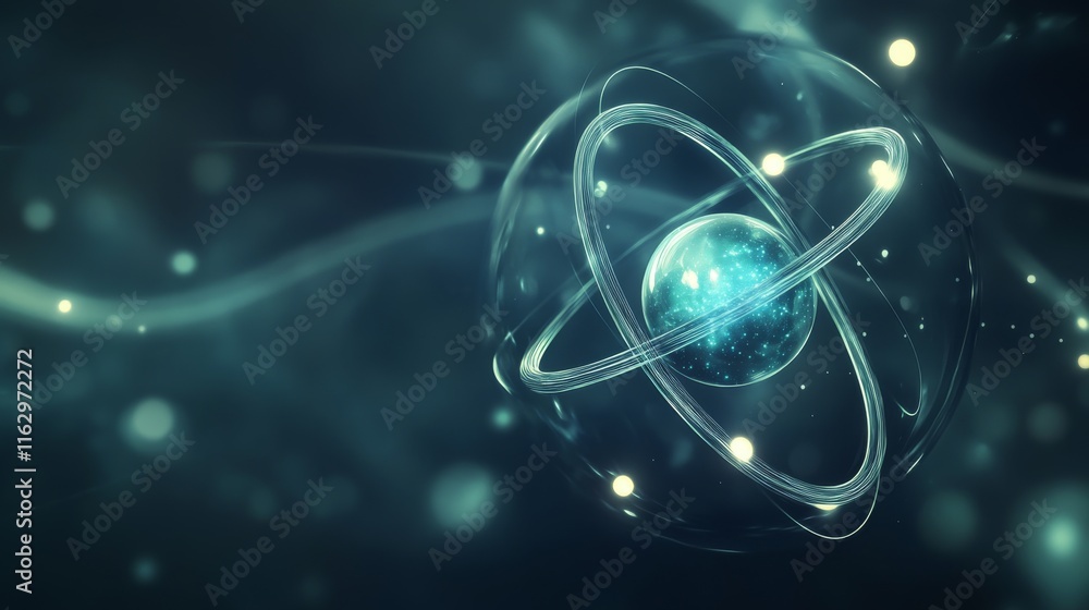Poster abstract representation of atomic structure.