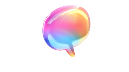 Iridescent 3D Speech Bubble Icon in Gradient Colors. Perfect for Chat, Communication, and Messaging Elements in Digital Design. Isolated on