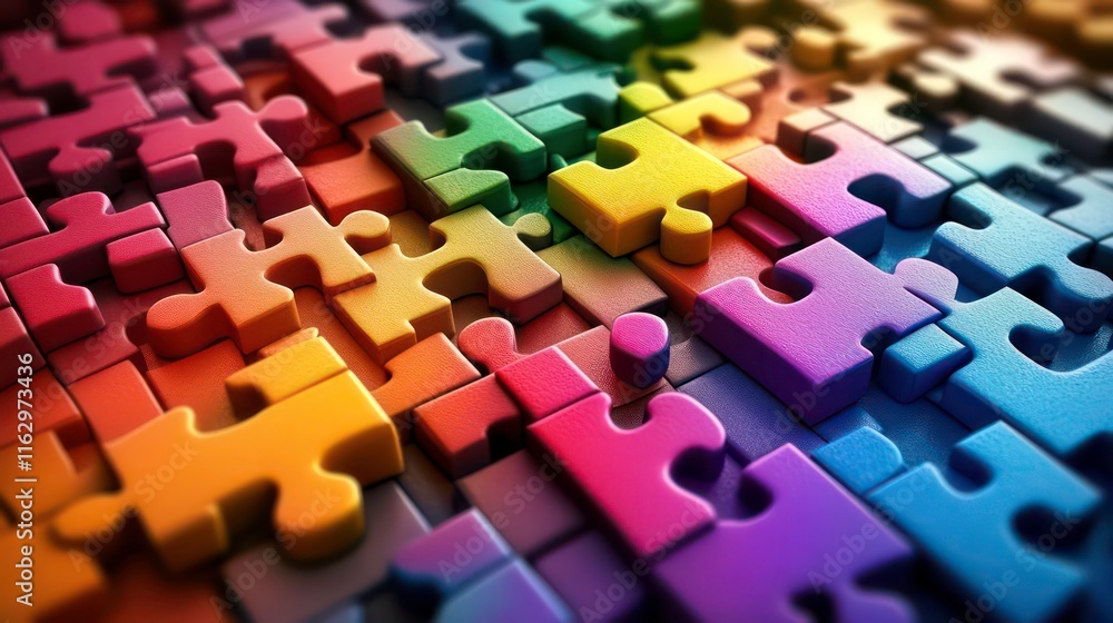 Poster Colorful puzzle pieces symbolize finding solutions and problem-solving.