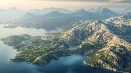 Fototapeta premium Breathtaking mountain landscape with serene waters.