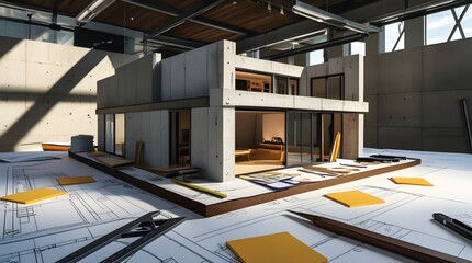 3d model of a house under construction