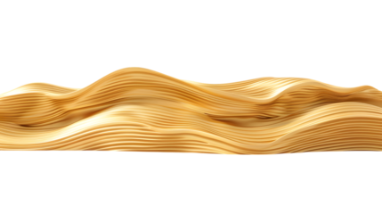 Golden sand dunes with natural waves isolated on white background 