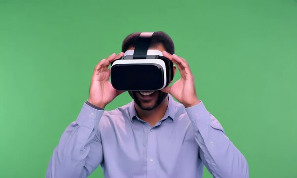 Joyful Man Experiencing Virtual Reality