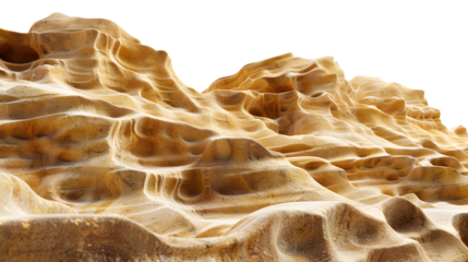 Golden sand cliffs with texture isolated on white background