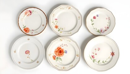 Elegant Floral Dinner Plates: A Set of Six Delicate Designs