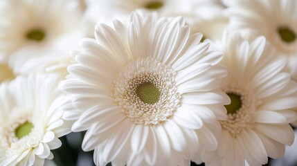 Delicate white daisies with intricate centers create an elegant floral arrangement. The soft petals and subtle colors offer a serene backdrop perfect for any creative project