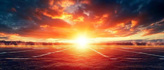 Obraz premium A beautiful sunset with a bright orange sun in the sky