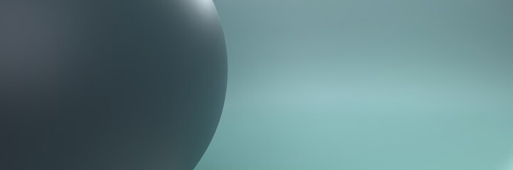 Partial Dark Grey Sphere on Seafoam Gradient Abstract