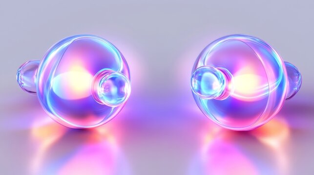 Colorful transparent audio earphones displayed.
