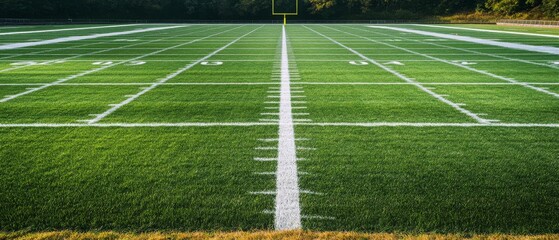 Obraz premium A football field with a white line down the middle