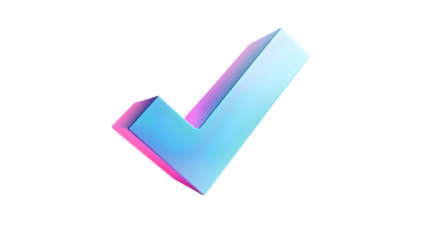 Glossy 3D checkmark icon isolated on white background