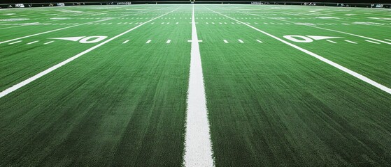 A football field with a white line down the middle