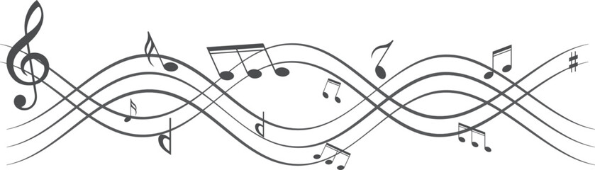 Music notes wave, Curve musical signs, sound wave line symbol, acoustic composition, Musical note, music sound, musical waves