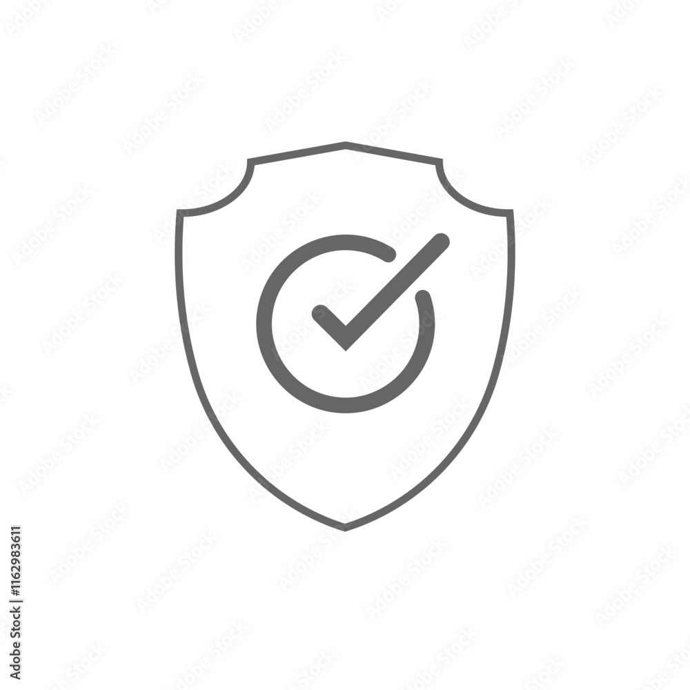 Poster gray shield icon design with checked sign. personal data protection, security icon, encryption icon 