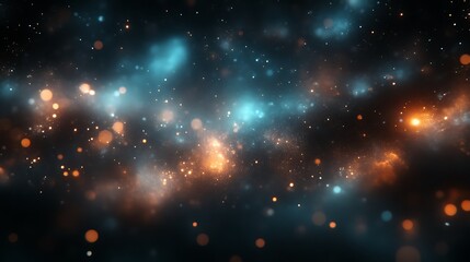 Abstract Blue And Orange Glowing Particles Background