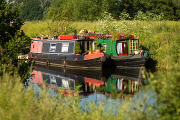 Canal boats on the river Lea or Stort
