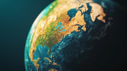 Fototapeta premium Detailed view of Earth showcasing diverse landscapes.