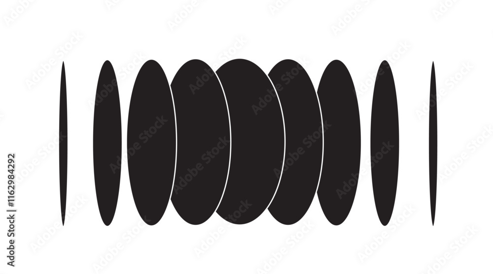Aufkleber abstract vector design featuring symmetrical black oval shapes arranged in a horizontal pattern. ide