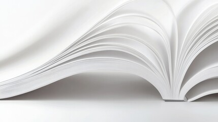 Dynamic view of an open, blank book page.